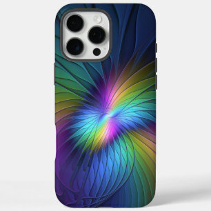 Funda iPhone 16 Pro Max Colorido Con Azul Moderno Resumen Arte Fractal