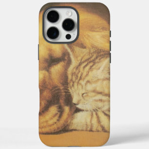 Funda iPhone 16 Pro Max Compañeros eternos Hermoso gato y perro acurruca