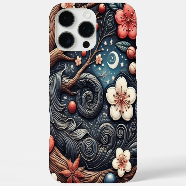 Funda iPhone 16 Pro Max Composición detallada del cerezo en flor (Reverso )