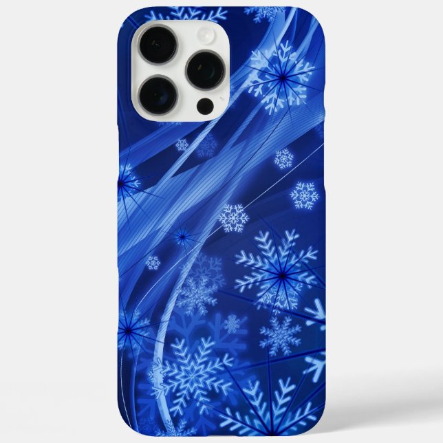 Funda iPhone 16 Pro Max Copos de nieve azules (Reverso )