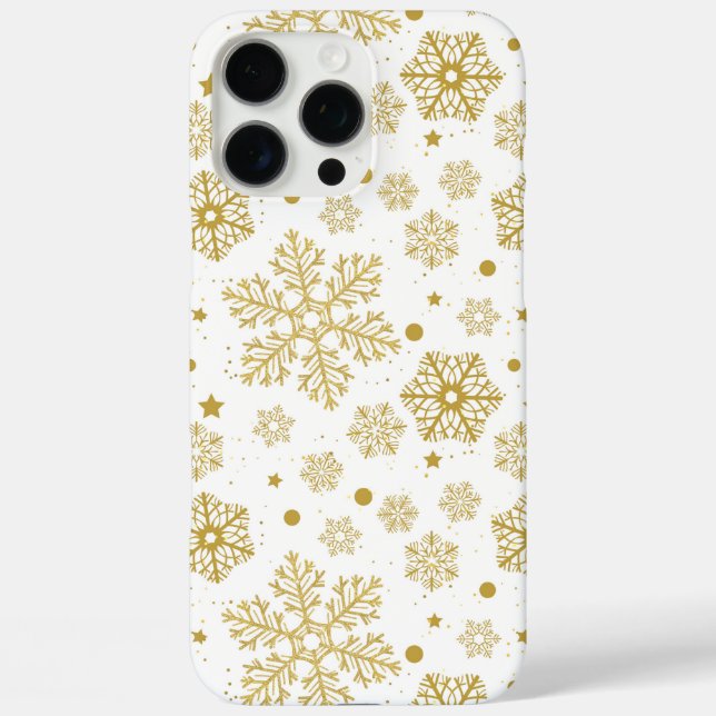 Funda iPhone 16 Pro Max Copos de nieve dorados (Reverso )