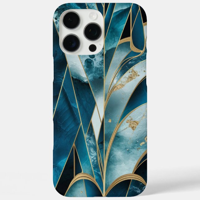 Funda iPhone 16 Pro Max Copper elegante | Oro Verde azulado Opulento Femen (Reverso )