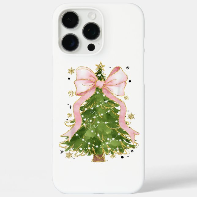 Funda iPhone 16 Pro Max Coquette Bow Christmas Tree Holiday Outfit W (Reverso )