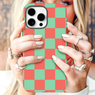 Funda iPhone 16 Pro Max Coral Mint Checkerboard