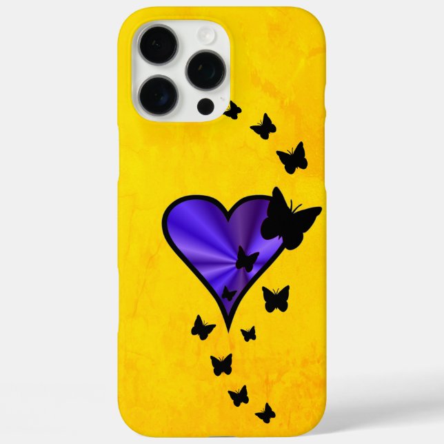 Funda iPhone 16 Pro Max Corazón arcoiris y mariposa (Reverso )