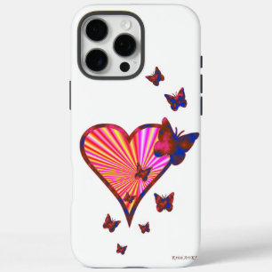 Funda iPhone 16 Pro Max Corazón arcoiris y mariposa