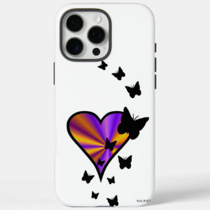Funda iPhone 16 Pro Max Corazón arcoiris y mariposa