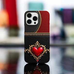 Funda iPhone 16 Pro Max Corazón - Cuero de afecto de Crimson!