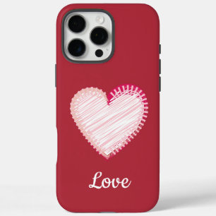 Funda iPhone 16 Pro Max Corazón de amor rosado rojo