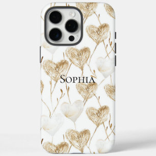 Funda iPhone 16 Pro Max Corazones de Boho de Cream Brown