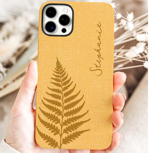 Funda iPhone 16 Pro Max Cottagecore Bosque Helecho Dorado Nombre Personali