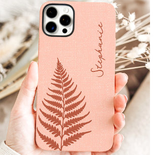Funda iPhone 16 Pro Max Cottagecore Terracotta Bosque Helecho Nombre Perso