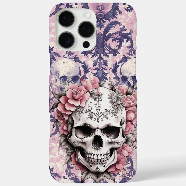 Funda iPhone 16 Pro Max Cráneo de azúcar rosa (Reverso )
