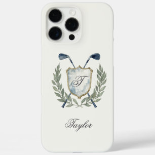 Funda iPhone 16 Pro Max Crest de Monograma de Golf Personalizado Elegante