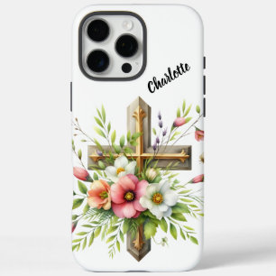 Funda iPhone 16 Pro Max Cruz cristiana resaltada por Halo de la Primavera 