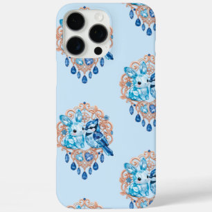Funda iPhone 16 Pro Max Crystal Blue Bunny and Blue Jay Heart