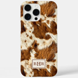 Funda iPhone 16 Pro Max Cuero de Vaca Marrón con Lunares Monogramado