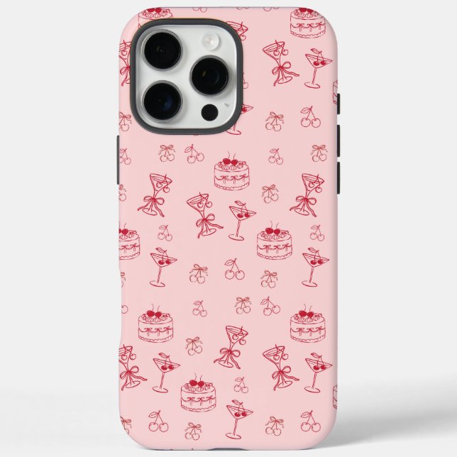 Funda iPhone 16 Pro Max Cumpleaños Cereza en la Cima (Reverso)
