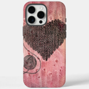 Funda iPhone 16 Pro Max Cute Corazón de Lana Tejido Acuarela iPhone 16 Pro