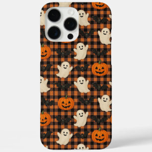 Funda iPhone 16 Pro Max Cute, gingham halloween fanáticos fantasmas de cal