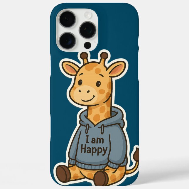 Funda iPhone 16 Pro Max Cute Giraffe Hoodie Pegatina (Reverso )