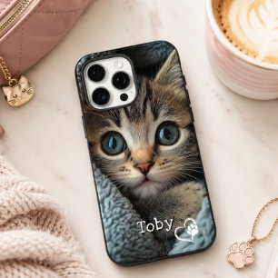 Funda iPhone 16 Pro Max Cute Kit de gatito personalizado Foto y nombre con