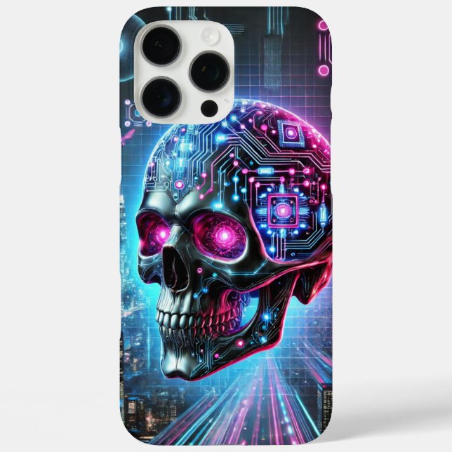 Funda iPhone 16 Pro Max Cyberpunk Skull (Reverso )