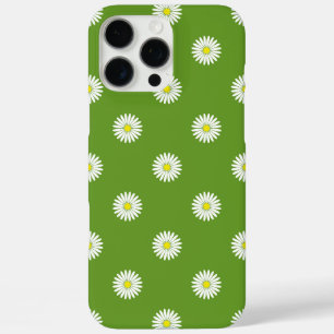 Funda iPhone 16 Pro Max Daisies Patrón ilustrativo sobre el verde