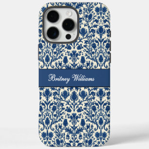 Funda iPhone 16 Pro Max Damascado de cardo William Morris Cobalto Azul y B