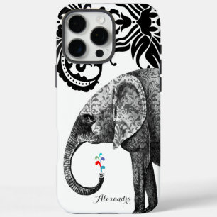 Funda iPhone 16 Pro Max Damasco de Elefante Personalizado