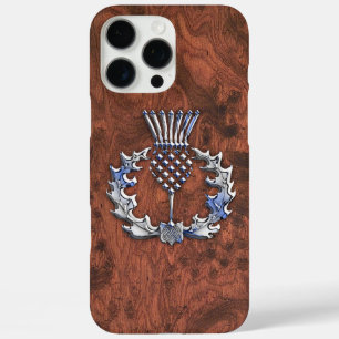 Funda iPhone 16 Pro Max Decoración de Cardo Escocés Gris Plateado en un