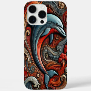 Funda iPhone 16 Pro Max Decoración de pared de delfín vibrante