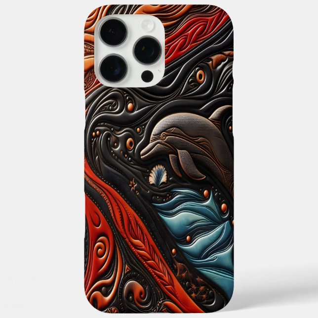 Funda iPhone 16 Pro Max Delfín elegante en movimiento (Reverso )