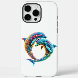 Funda iPhone 16 Pro Max Delfines adorables y coloridos