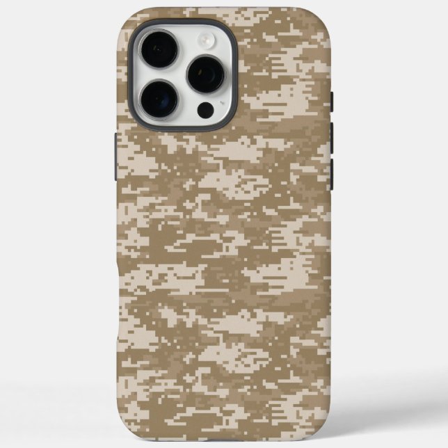 Funda iPhone 16 Pro Max Desierto del ejército de camuflaje digital militar (Reverso)