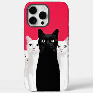 Funda iPhone 16 Pro Max Destacar elegancia: Gato negro entre gatos blancos