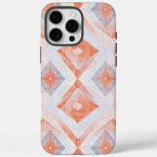 Funda iPhone 16 Pro Max Diamante geométrico rústico en terracota y azul