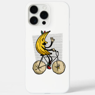 Funda iPhone 16 Pro Max Dibujo animado de plátano retro montando bicicleta