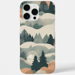 Funda iPhone 16 Pro Max Diseño abstracto de árboles y montañas
