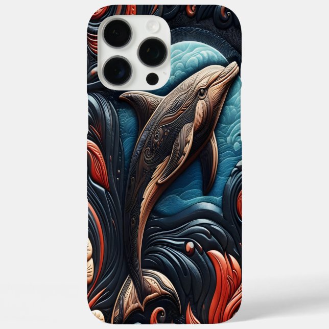 Funda iPhone 16 Pro Max Diseño artístico de muelles para delfines (Reverso )