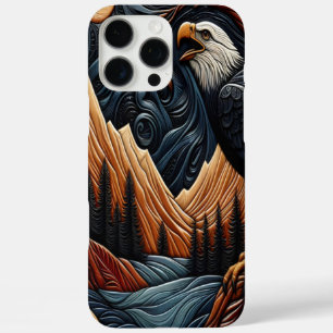 Funda iPhone 16 Pro Max Diseño de águila de cuero en la naturaleza