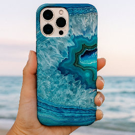 Funda iPhone 16 Pro Max Diseño de Arte de Piedra de Cristal de Ágata Geoda