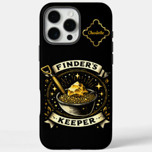 Funda iPhone 16 Pro Max Diseño de caza de tesoros con oro y palas