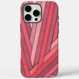 Funda iPhone 16 Pro Max Diseño de franja geométrica roja pintada a mano
