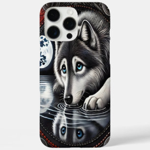 Funda iPhone 16 Pro Max Diseño de Lobo Blanco Reflectante