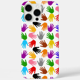 Funda iPhone 16 Pro Max Diseño de patrón de huella de mano colorida blanca