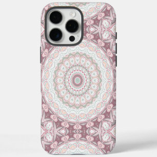 Funda iPhone 16 Pro Max Diseño de patrón de mandala rosa sonrojado y menta