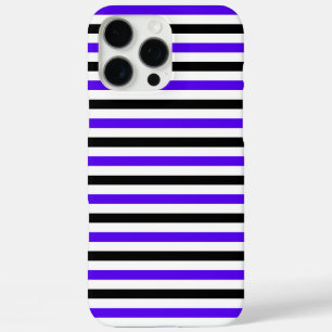 Funda iPhone 16 Pro Max Diseño de rayas azules negras y blancas
