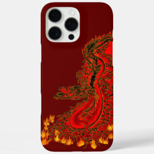 Funda iPhone 16 Pro Max Diseño rojo y dorado de China Dragon