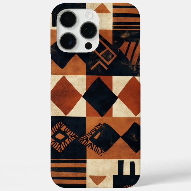 Funda iPhone 16 Pro Max Diseño vertical con elementos africanos (Reverso )